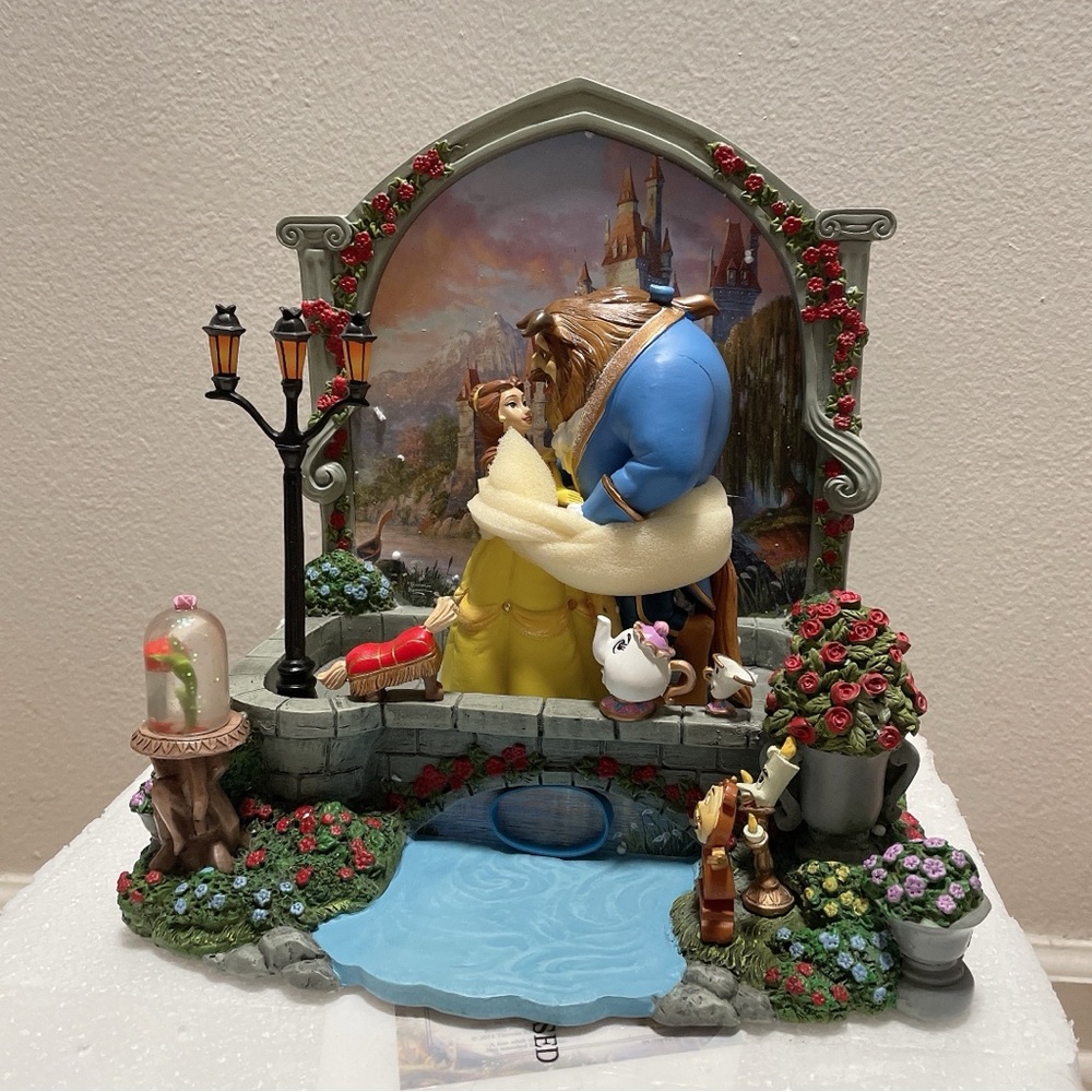 Dinsey A Tale of Enchantment Hand-Painted Beauty and The Beast Sculpture Adorned